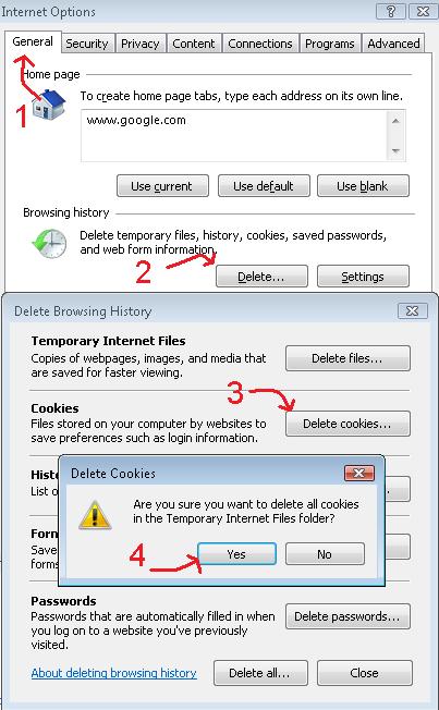 how to clear cookies from internet explorer