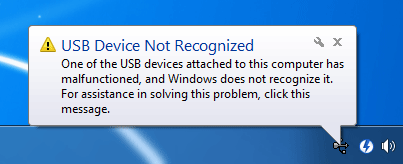USB device not recognized 1