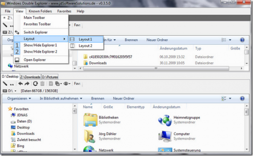 Integrate 2 windows explorer into 1 with windows double explorer