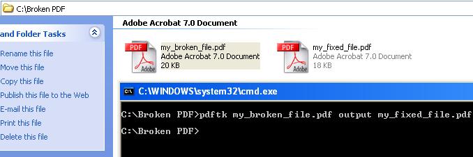 Repair PDF Files using the PDF Toolkit