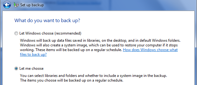 Backup and restore in Windows 7