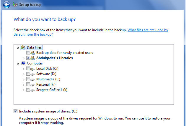 Backup and restore in Windows 7