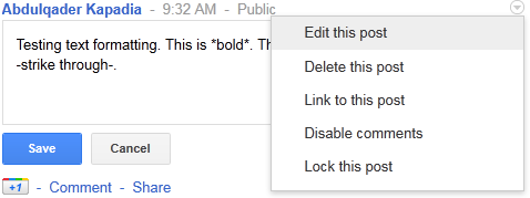 Google+ Tricks - Edit posts
