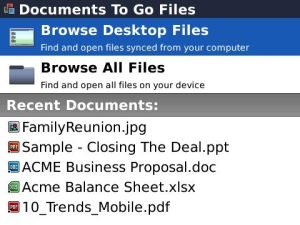 Documents To Go for BlackBerry PlayBook