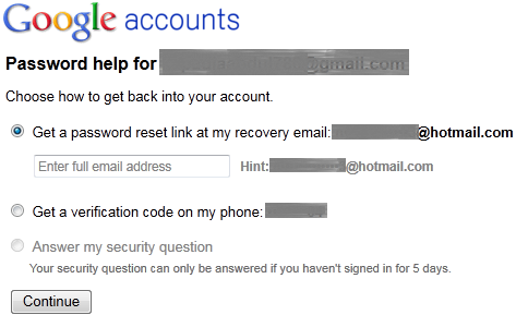 Google account password recovery 2
